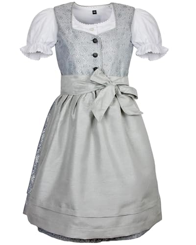 Maddox Kinder Dirndl Gabriella 3-tlg. mit Bluse | Silber Glitzer 122 von Maddox