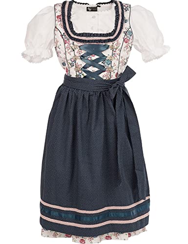 Maddox Kinder Dirndl Rosalie 3-TLG. mit Bluse | Streublümchen Weiß Blau Rosa 116 von Maddox