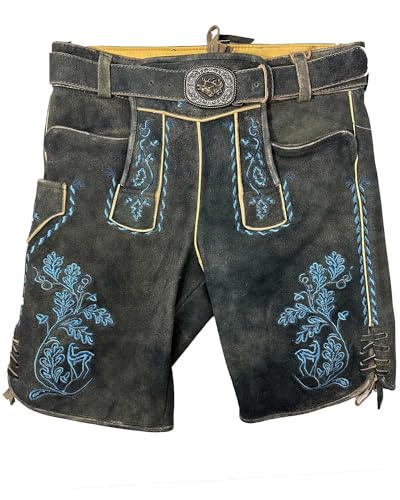 Maddox Kurze Lederhose Burgsee mit Gürtel | Schiefer Blau 64 von Maddox