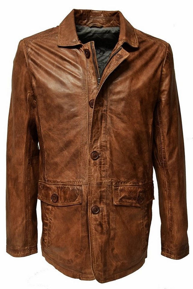 Maddox Lederjacke Anthony weiches, gewaschenes Leder, Cognac Braun, Sakko, Longjacke von Maddox