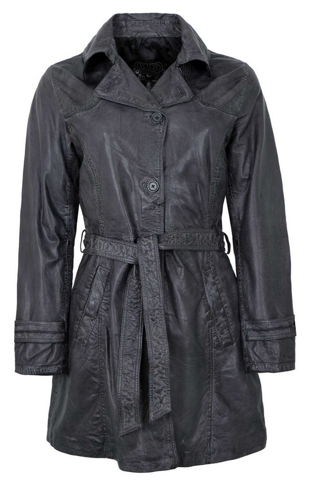 Maddox Lederjacke Borneo MADDOX - Damen Trenchcoat Ledermantel Mantel Lammnappa schwarz von Maddox