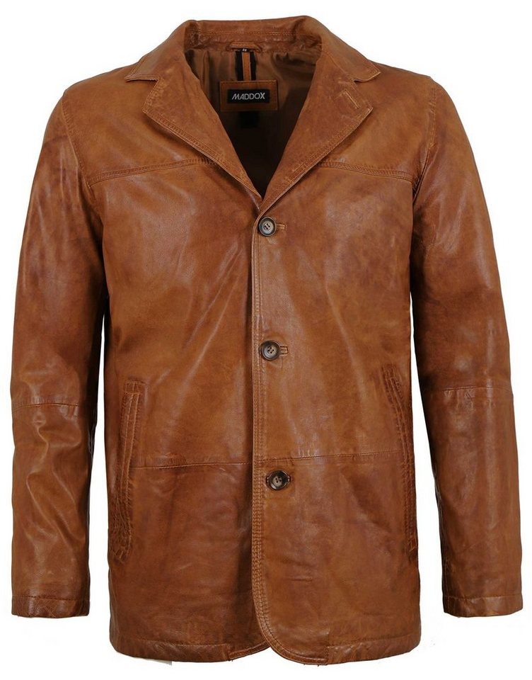 Maddox Lederjacke Echtleder Lammnappa Sakko cognac von Maddox