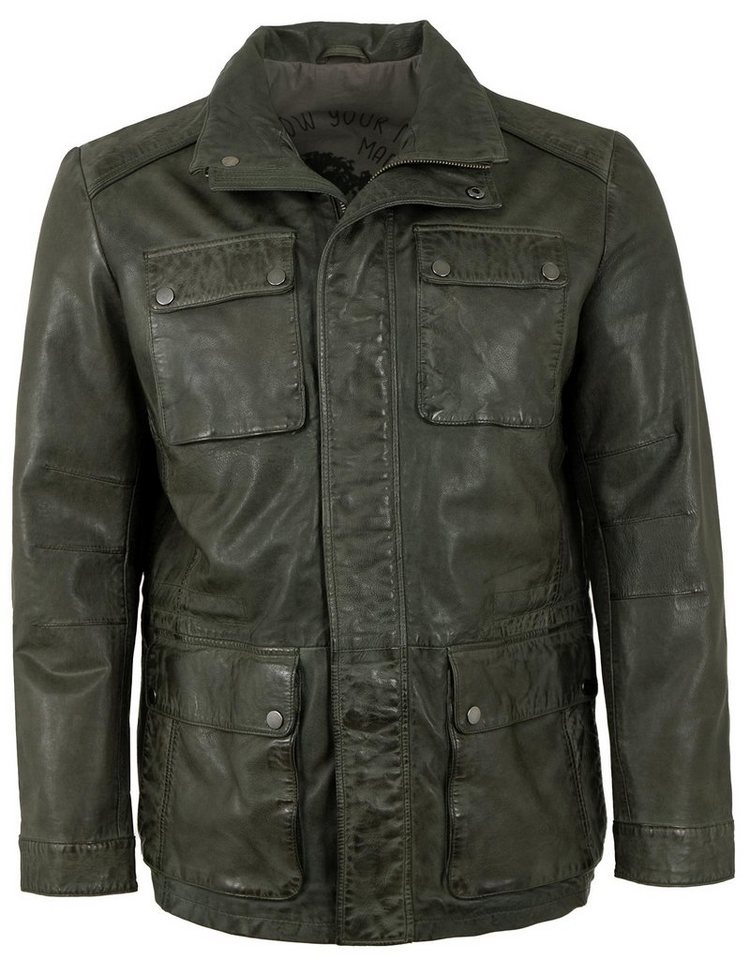 Maddox Lederjacke Jamiro MADDOX - Herren Echtleder Lederjacke Parka Lammnappa moorgrün von Maddox