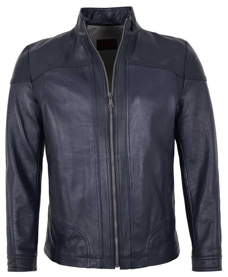 Maddox Lederjacke Lars Echtleder Herren Lederjacke Biker Lammnappa marine blau von Maddox