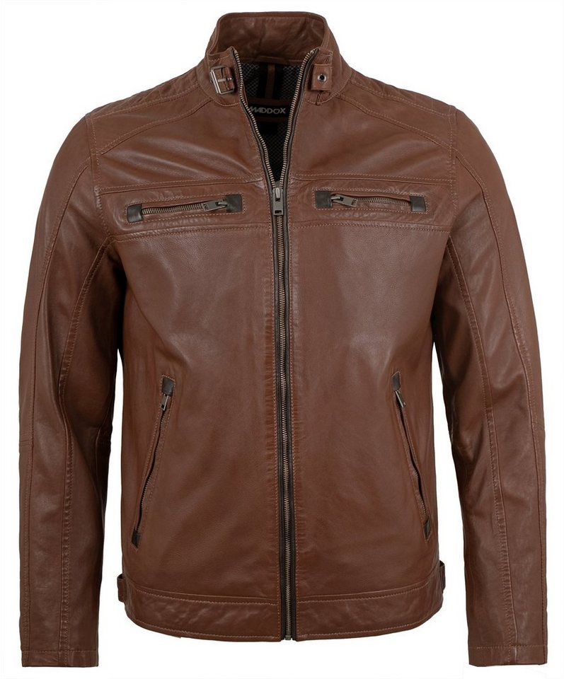 Maddox Lederjacke Nathan Echtleder Herren Lederjacke Lammnappa mittelbraun von Maddox