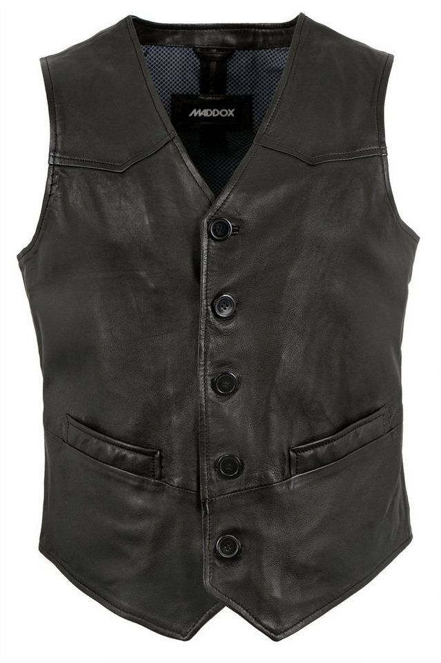 Maddox Lederweste Emilio MADDOX - Herren Lederweste Lammnappa schwarz von Maddox