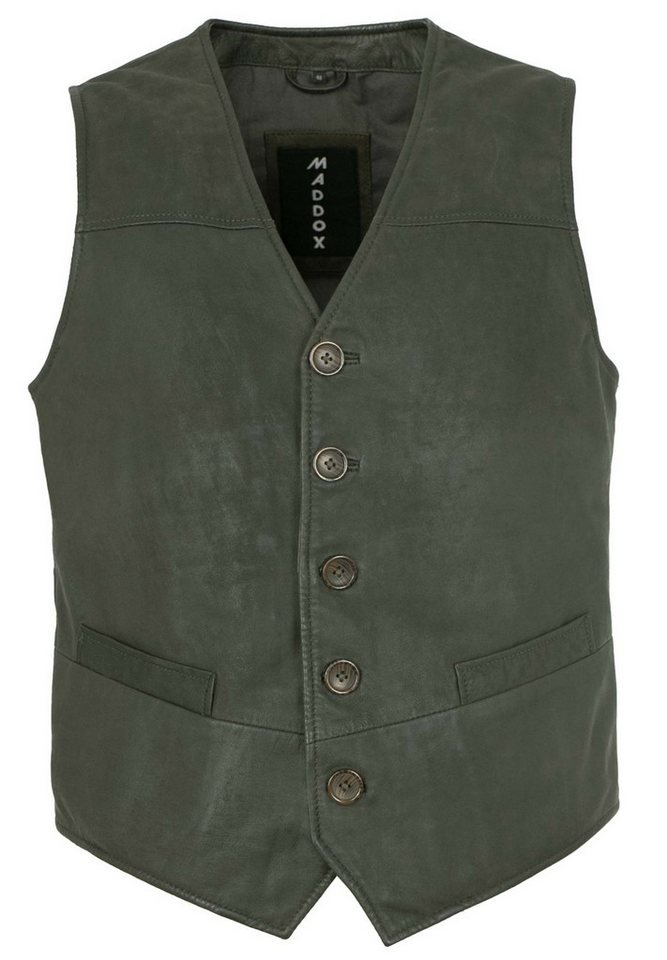 Maddox Lederweste Emilio MADDOX - Herren Lederweste Lammnubuk olive von Maddox