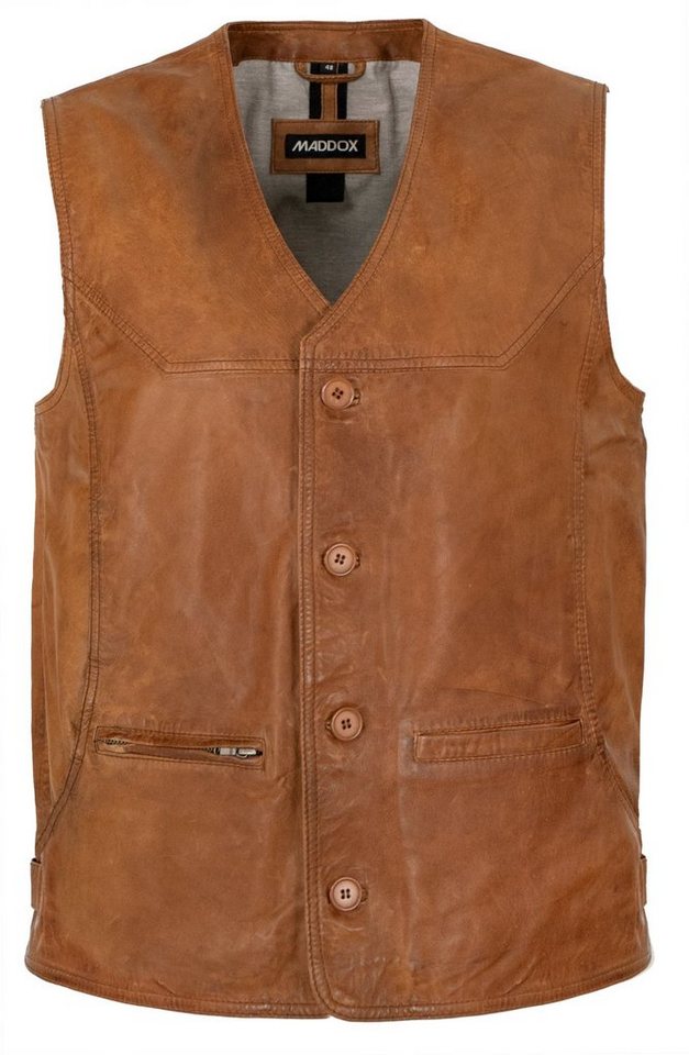 Maddox Lederweste Georgio MADDOX - Herren Lederweste Lammnappa cognac Maddox Lederweste Georgio MADDOX - Herren Lederweste Lammnappa cognac von Maddox