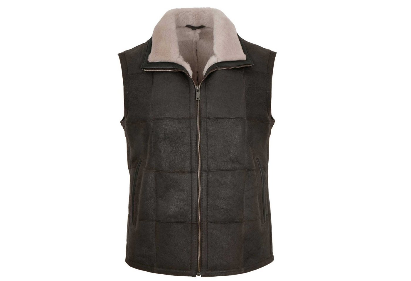 Maddox Lederweste Lanzo Maddox - Herren Lederweste Lammnubuk Lammfell braun-beige von Maddox