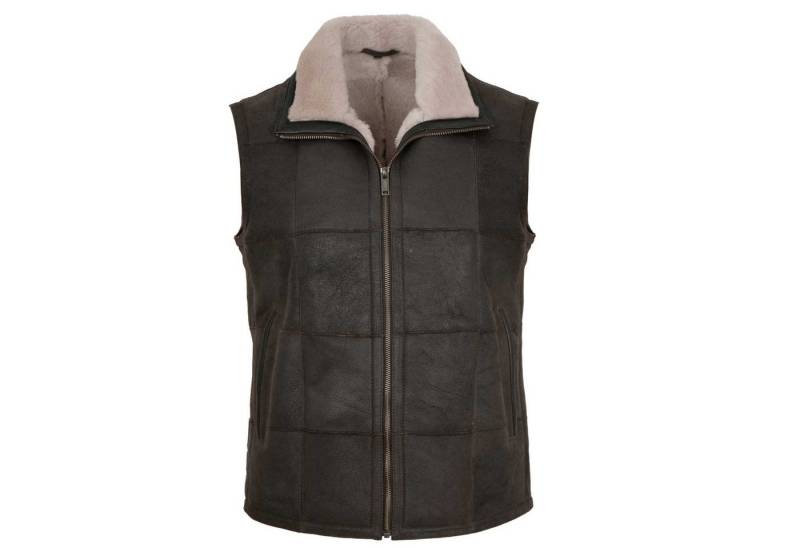 Maddox Lederweste Lanzo Maddox - Herren Lederweste Lammnubuk Lammfell braun-beige von Maddox