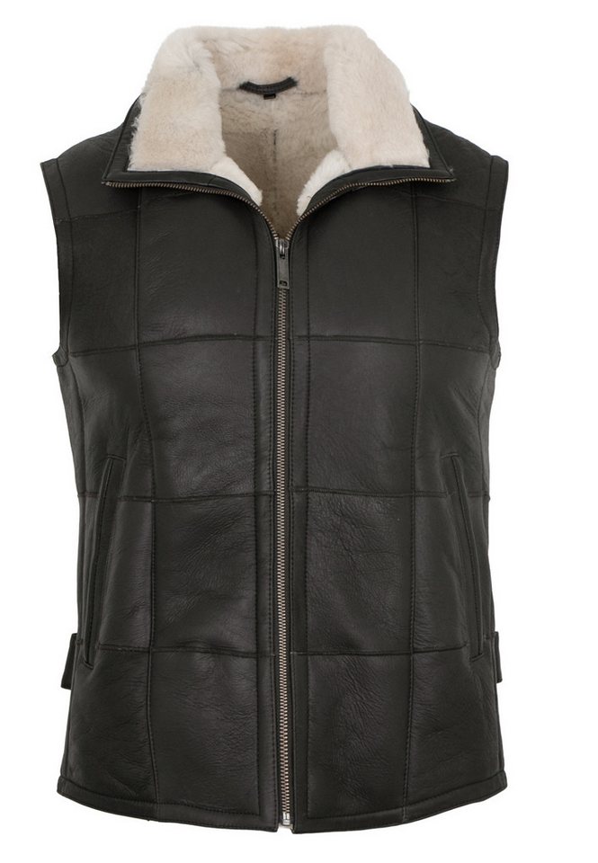 Maddox Lederweste Lanzo Maddox - Herren Lederweste Lammnubuk Lammfell dunkelbraun-beige von Maddox