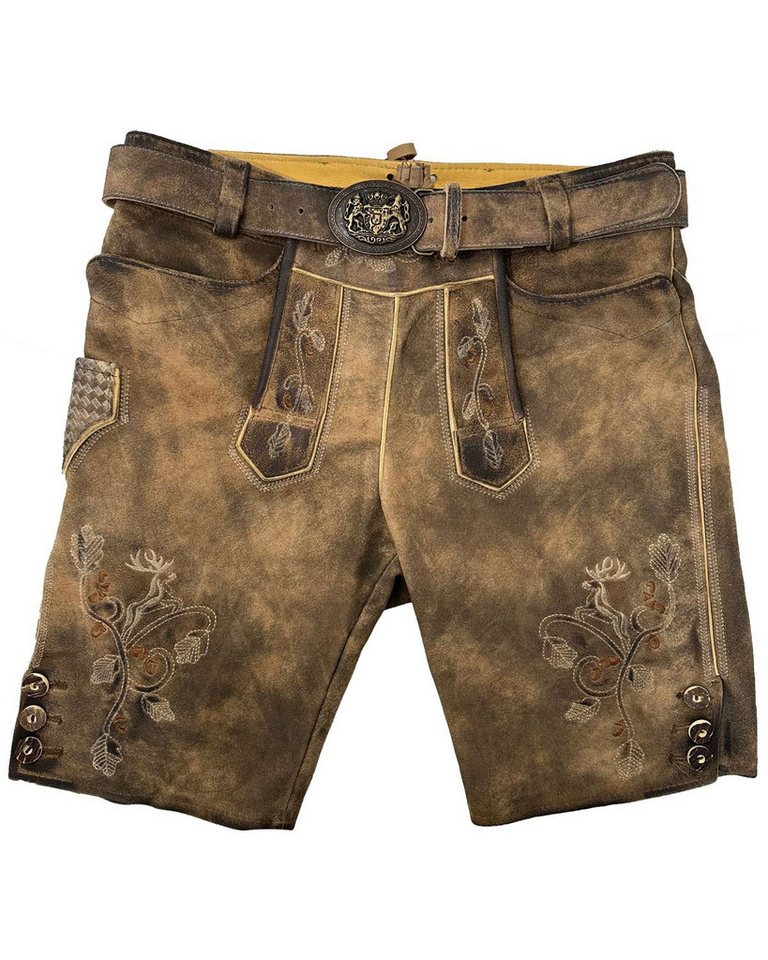 Maddox Trachtenlederhose 'Bercher' mit Gürtel, Camel von Maddox