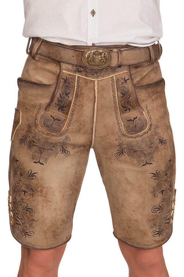 Maddox Trachtenlederhose Lederhose Herren kurz - ALPSPITZE - whisky von Maddox