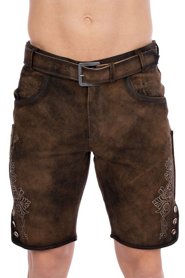 Maddox Trachtenlederhose Lederhose Herren kurz - ELM - kastanie von Maddox