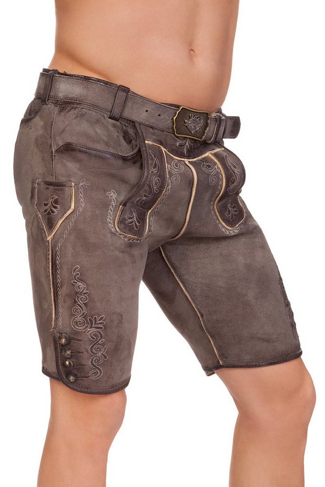 Maddox Trachtenlederhose Lederhose Herren kurz - HARTMUT - kohle von Maddox