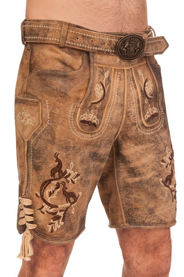 Maddox Trachtenlederhose Lederhose Herren kurz - KOBEL - hellbraun von Maddox