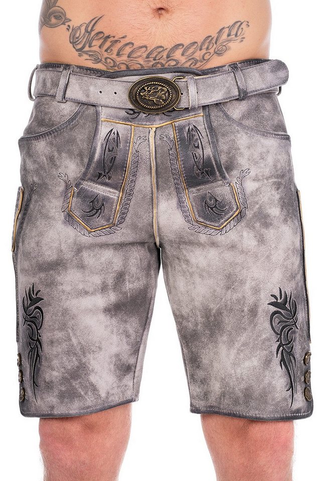 Maddox Trachtenlederhose Lederhose Herren kurz - LAUSER - stein von Maddox