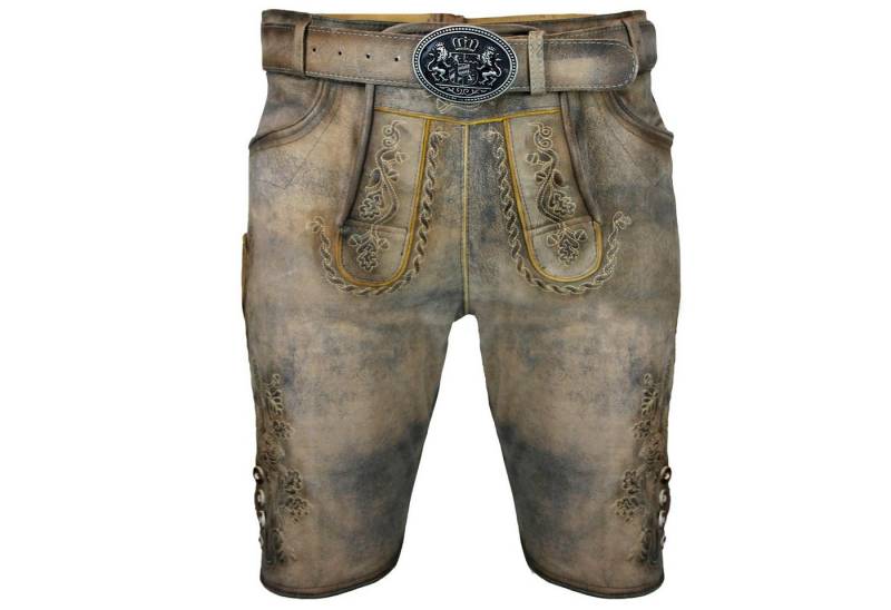 Maddox Trachtenlederhose MADDOX Kurze Herren Lederhose 'Horn' mit Gürtel von Maddox