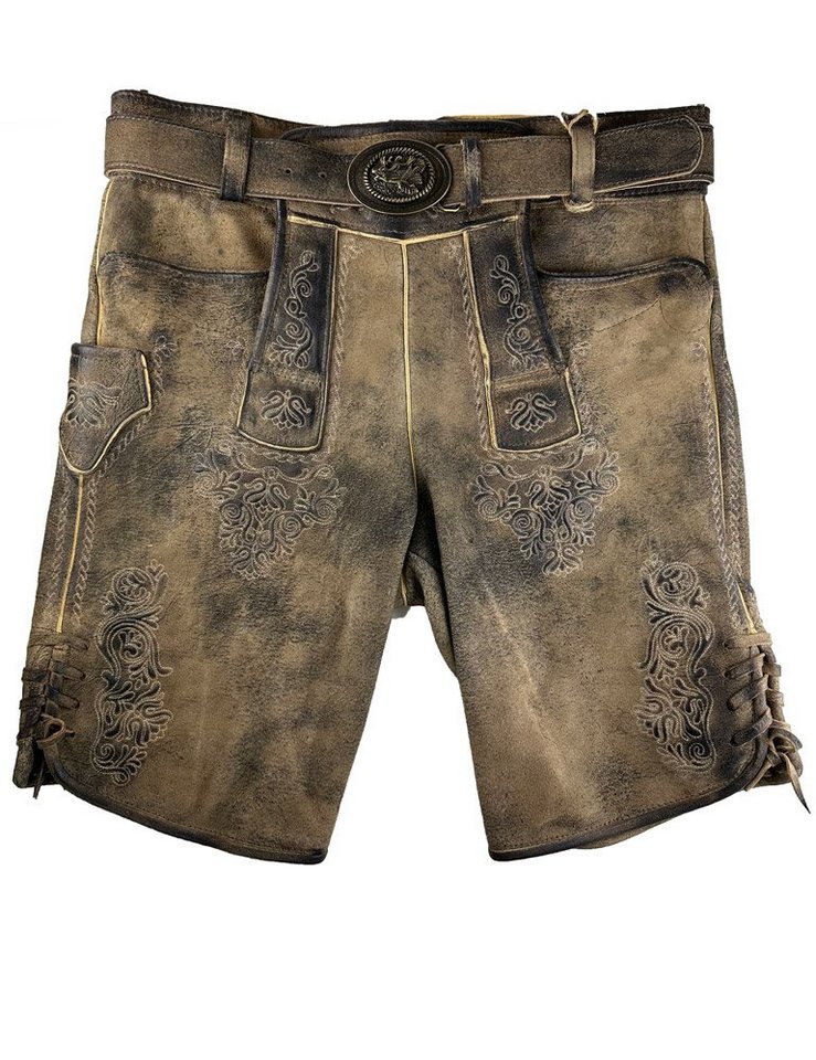Maddox Trachtenlederhose MADDOX Kurze Herren Lederhose 'Riessersee' mit Gür von Maddox