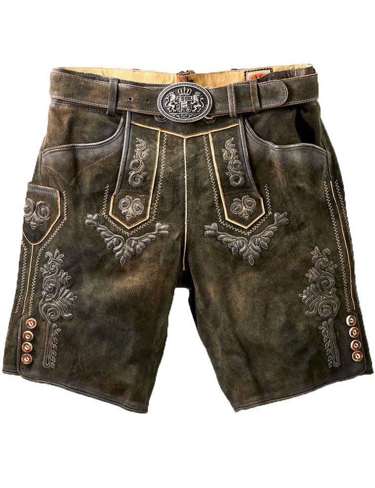 Maddox Trachtenlederhose MADDOX Kurze Herren Lederhose 'Ronn' mit Gürtel von Maddox