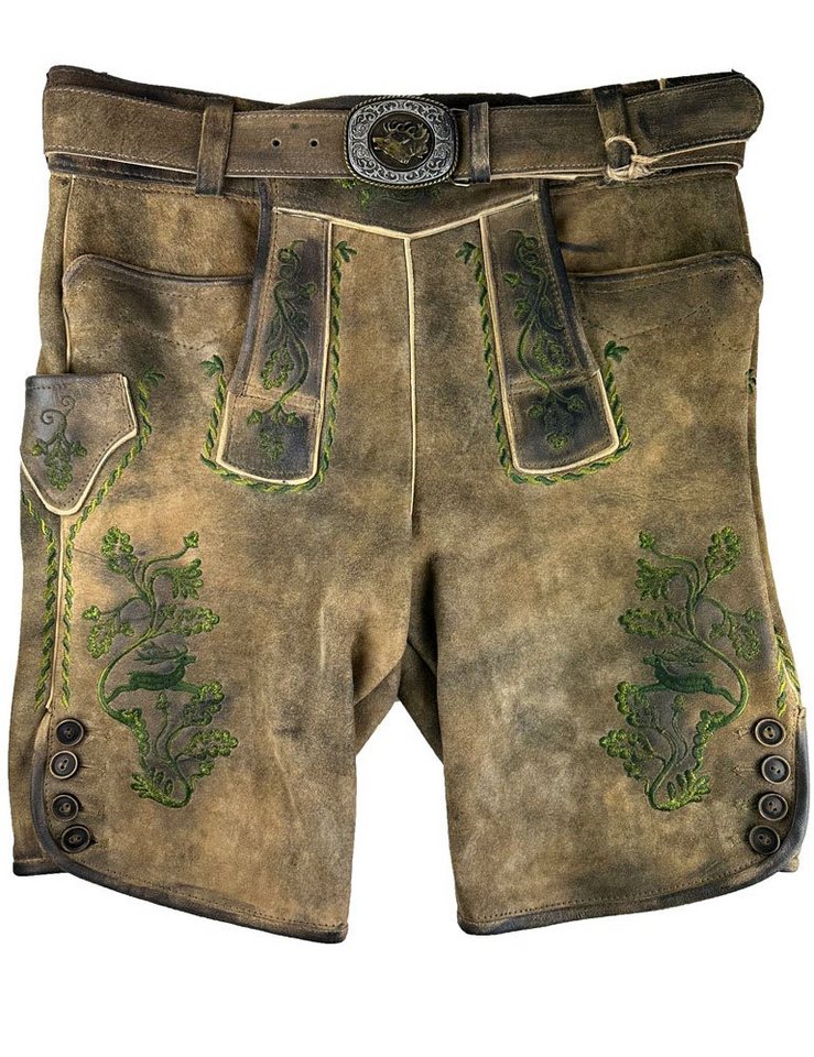 Maddox Trachtenlederhose MADDOX Kurze Lederhose 'Rothsee' mit Gürtel, Anti von Maddox