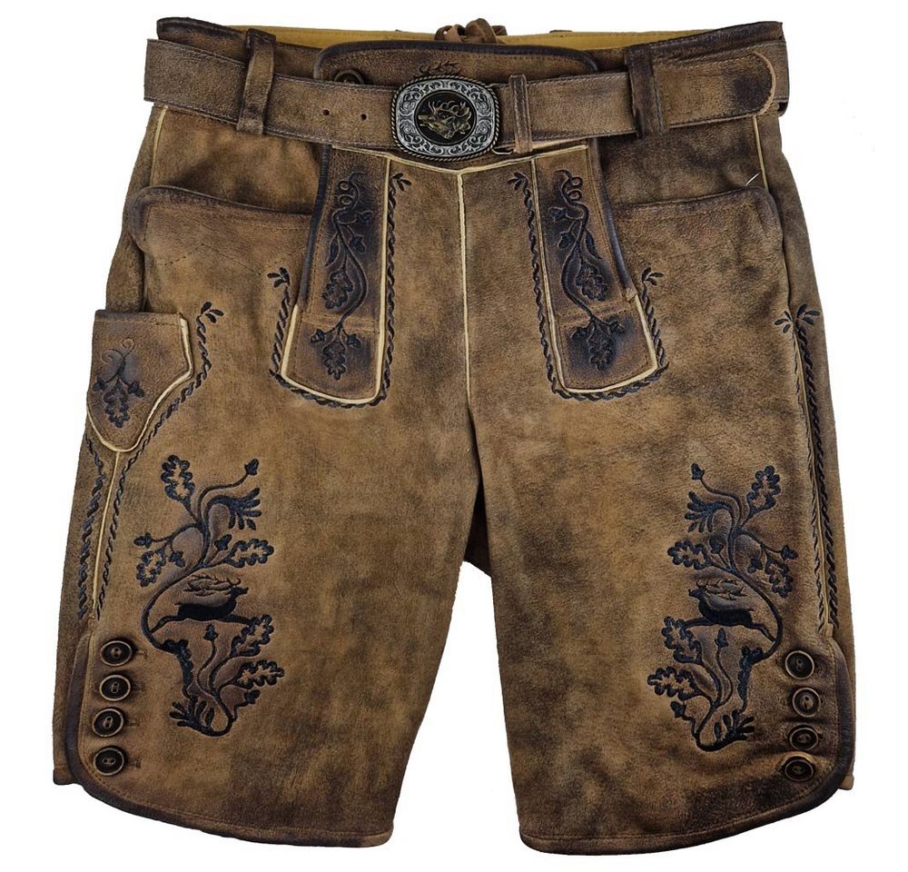 Maddox Trachtenlederhose MADDOX Kurze Lederhose 'Rothsee' mit Gürtel, Anti von Maddox