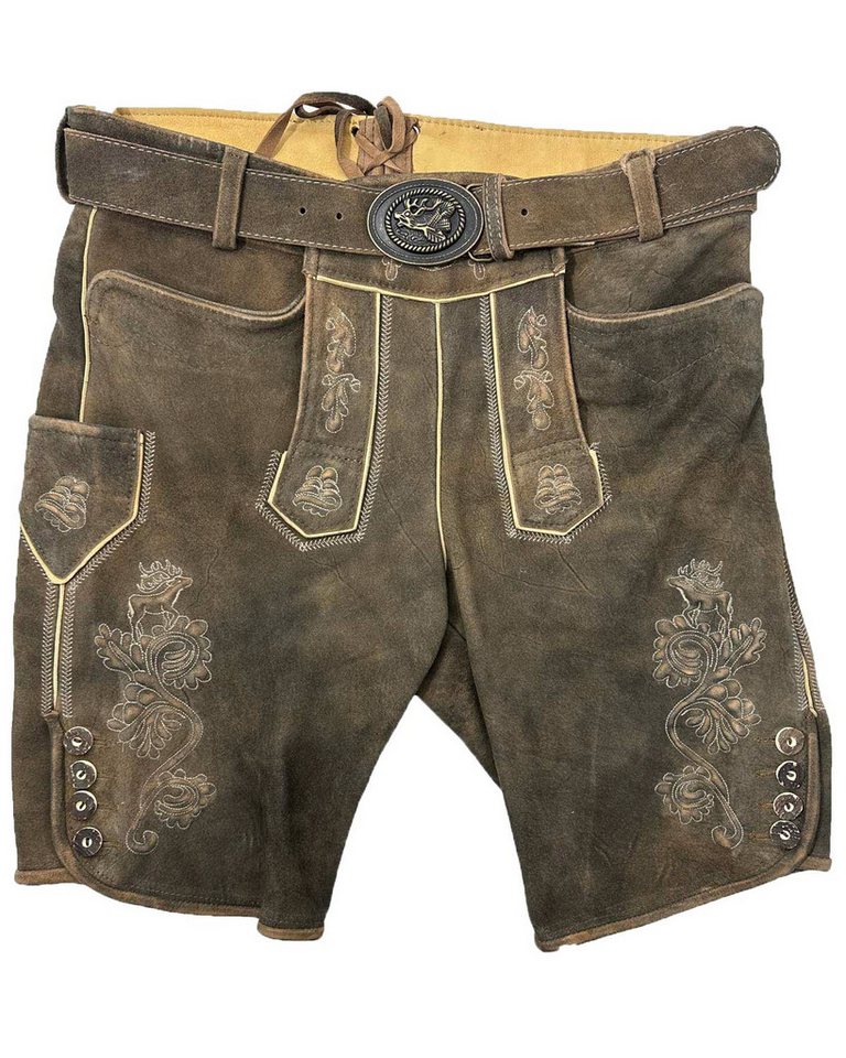 Maddox Trachtenlederhose 'Silbersee' mit Gürtel, Used Erle von Maddox