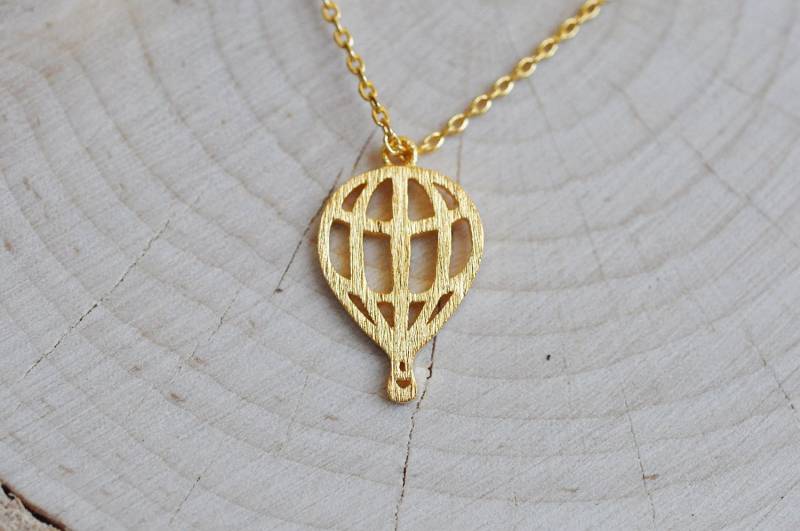 Gold Heißluftballon Halskette in Sterling Silber 925, Halskette, Heißluftballon, Schmuck von MaddyandSamJewelry