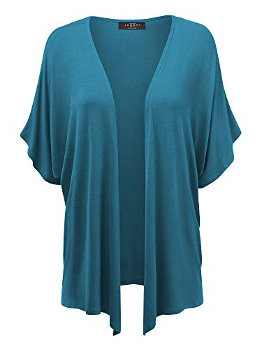 Made By Johnny Damen Kimono Style Kurzarm Dolman Cardigan, Blaugrün, 4X-Groß von Made By Johnny