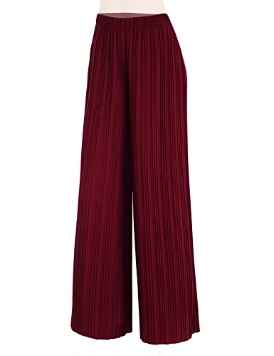 Made By Johnny Damen Maxi-Hose, breites Bein, Palazzo, hohe Taille mit Kordelzug - Rot - Small/Medium von Made By Johnny