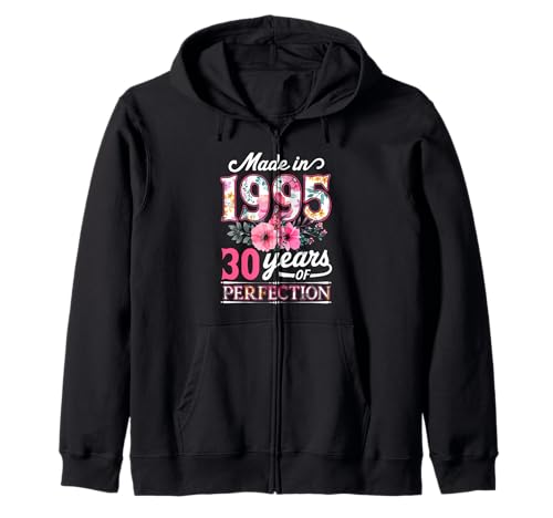 30 Jahre alt Made in 1995 Floral Flower 30th Birthday Damen Kapuzenjacke 30 Jahre alt Made in 1995 Floral Flower 30th Birthday Damen Kapuzenjacke von Made In 1995 30th Birthday Gifts for Women