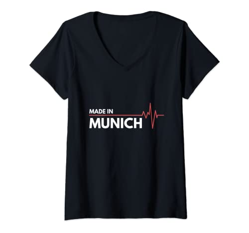 Damen Made in München Deutschland Proud German T-Shirt mit V-Ausschnitt von Made In Munich Germany Underground