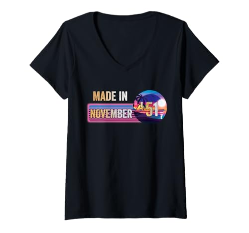 Damen Hergestellt im November 1951 Awesome Since 1951 Geburtstag Vintage T-Shirt mit V-Ausschnitt Damen Hergestellt im November 1951 Awesome Since 1951 Geburtstag Vintage T-Shirt mit V-Ausschnitt von Made In November 1951 Awesome since 1951 birthday
