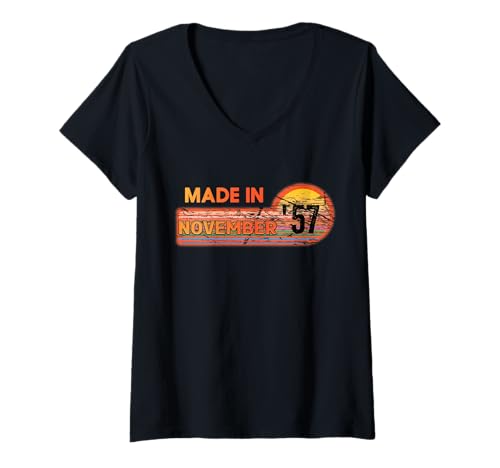 Damen Hergestellt im November 1957 Awesome Since 1957 Geburtstag Vintage T-Shirt mit V-Ausschnitt Damen Hergestellt im November 1957 Awesome Since 1957 Geburtstag Vintage T-Shirt mit V-Ausschnitt von Made In November 1957 Awesome since 1957 birthday