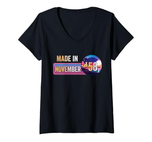 Damen Hergestellt im November 1958 Awesome Since 1958 Geburtstag Vintage T-Shirt mit V-Ausschnitt von Made In November 1958 Awesome since 1958 birthday