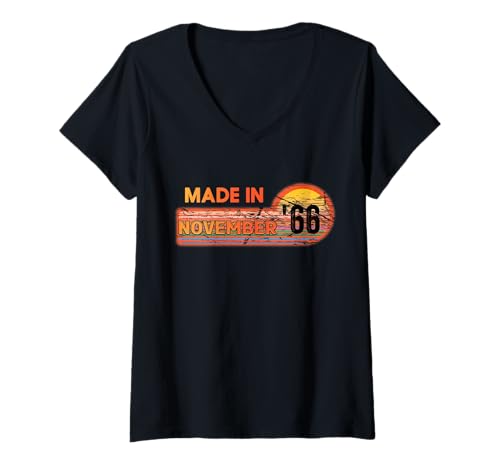 Damen Hergestellt im November 1966 Awesome Since 1966 Geburtstag Vintage T-Shirt mit V-Ausschnitt Damen Hergestellt im November 1966 Awesome Since 1966 Geburtstag Vintage T-Shirt mit V-Ausschnitt von Made In November 1966 Awesome since 1966 birthday
