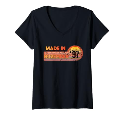 Damen Hergestellt im November 1997 Awesome Since 1997 Geburtstag Vintage T-Shirt mit V-Ausschnitt Damen Hergestellt im November 1997 Awesome Since 1997 Geburtstag Vintage T-Shirt mit V-Ausschnitt von Made In November 1997 Awesome since 1997 birthday