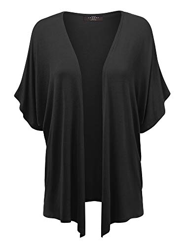 Made By Johnny Damen Kimono Style Kurzarm Dolman Cardigan, Wsk1310_black, 5X-Groß von Made by Johnny