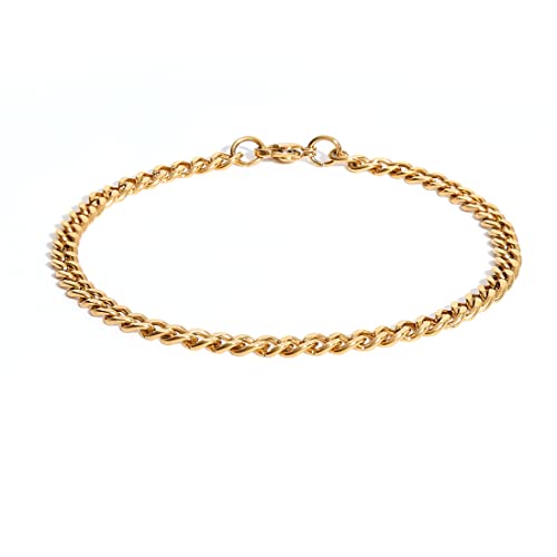 Made by Nami Herren-Armband aus Edelstahl - Silber-Armband Männer in versch. Größen & Farben - Cuban Link Armkette - Dezenter Herren-Schmuck - Geschenk-Idee für Ihn (Gold, 18-cm, 4-mm) von Made by Nami