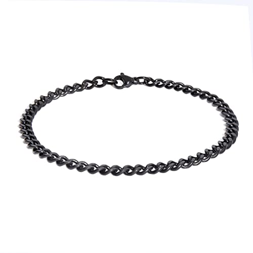 Made by Nami Herren-Armband aus Edelstahl - Silber-Armband Männer in versch. Größen & Farben - Cuban Link Armkette - Dezenter Herren-Schmuck - Geschenk-Idee für Ihn (Schwarz, 21 cm, 4mm) von Made by Nami