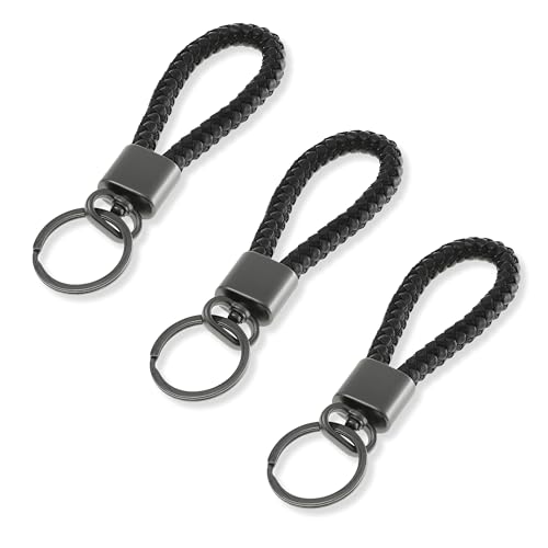 Made by Nami 3er Set Leder Schlüsselanhänger Schwarzer Schlüsselanhänger Leder mit Schlaufe in Schwarz von Made by Nami