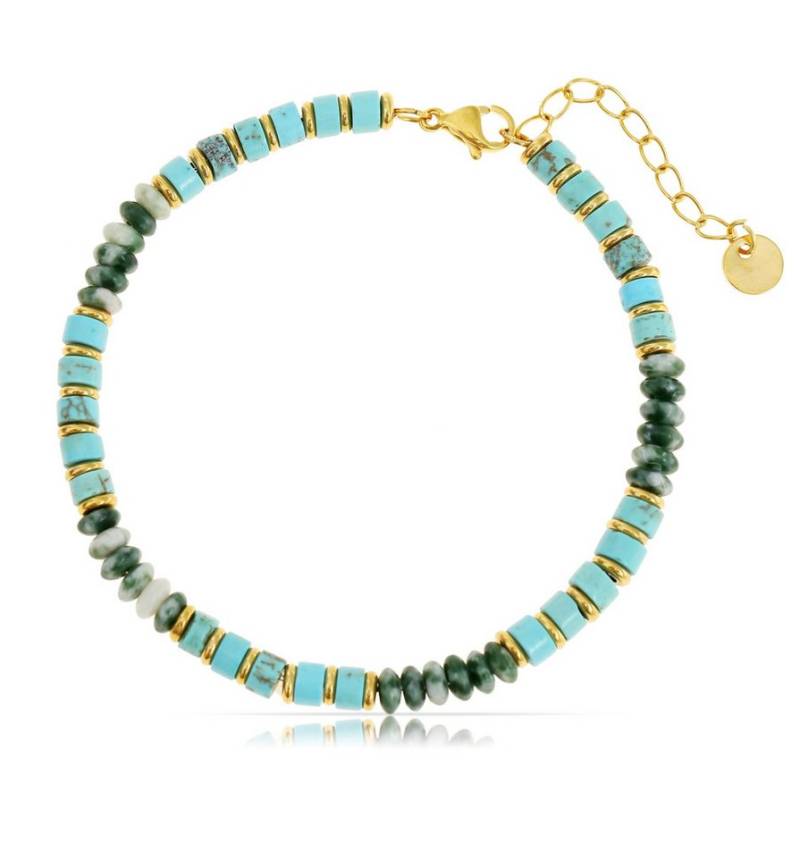 Made by Nami Armband Herren mit Türkisen und Dunkelgrünen Perlen Glücksarmband, 17 + 5 cm Länge Geschenk für Ihn Freundschaftsarmbänder von Made by Nami