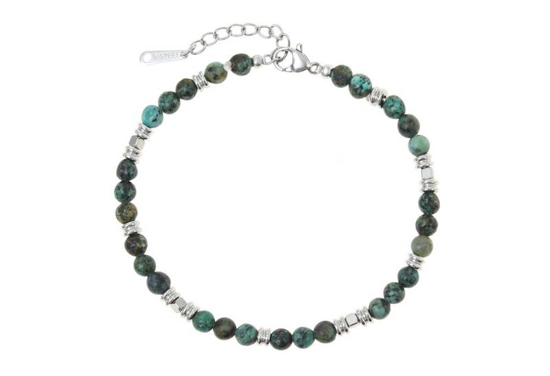 Made by Nami Armband Perlen Herren Verstellbar mit türkisen und silbernen Perlen, Wasserfester Schmuck Männer von Made by Nami