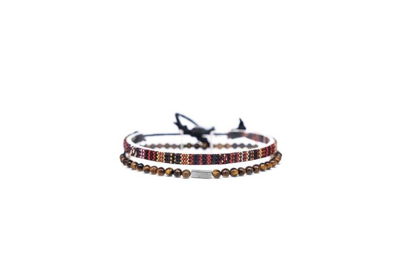 Made by Nami Armband Set 2x Surfer Armband Herren & Damen Tigerauge Perlenarmband Boho Armband (Set, 2), Festival Schmuck Hippie Herren Armband Sommer von Made by Nami