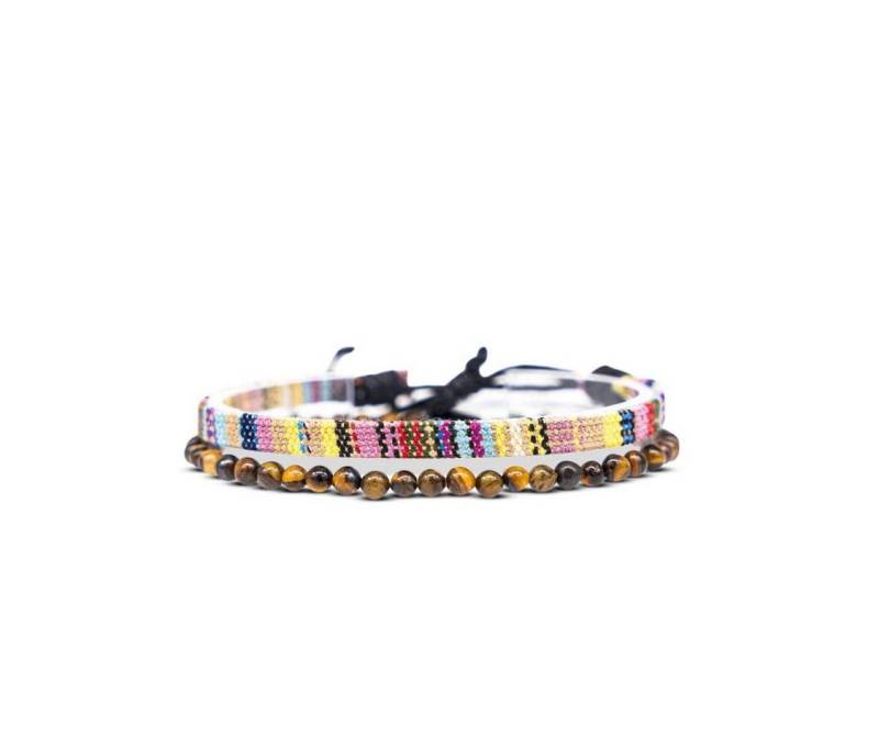 Made by Nami Armband Set 2x Surfer Armband Herren & Damen Tigerauge Perlenarmband Boho Armband (Set, 2), Festival Schmuck Hippie Herren Armband Sommer von Made by Nami