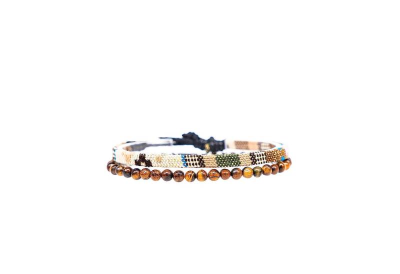 Made by Nami Armband Set 2x Surfer Armband Herren & Damen Tigerauge Perlenarmband Boho Armband (2), Festival Schmuck Hippie Herren Armband Sommer von Made by Nami