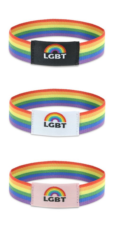 Made by Nami Armband Set 3er Set Elastische Stoffarmbänder Regenbogenfarben LGBTQ Merch Unisex, aus Stoff – farbenfroh – elastisch – im praktischen Set Made by Nami Armband Set 3er Set Elastische Stoffarmbänder Regenbogenfarben LGBTQ Merch Unisex, aus Stoff – farbenfroh – elastisch – im praktischen Set von Made by Nami