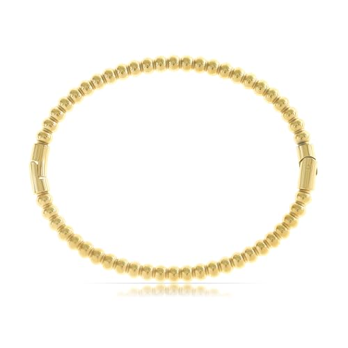 Made by Nami Armreif Gold Perlenarmband Damen Gold Hypoallergen & Wasserfest Boho Schmuck (Runde Perlen) von Made by Nami