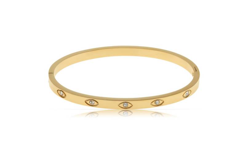 Made by Nami Armreif Gold mit eingraviertem Evil Eye und Edelsteinen - 5.8 cm Gold, Chirurg. Edelstahl Armreif mit Nazar Boncuk Wasserfester Schmuck von Made by Nami