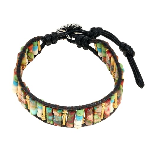 Made by Nami Boho Armband Damen mit bunte Perlen Spiritueller Schmuck 18 + 7 cm Länge Geschenk Freundin Wasserfester Schmuck von Made by Nami